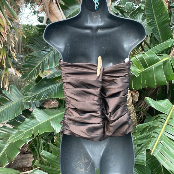 Strapless Brown Ruched strapless corset - Picture 4 of 7